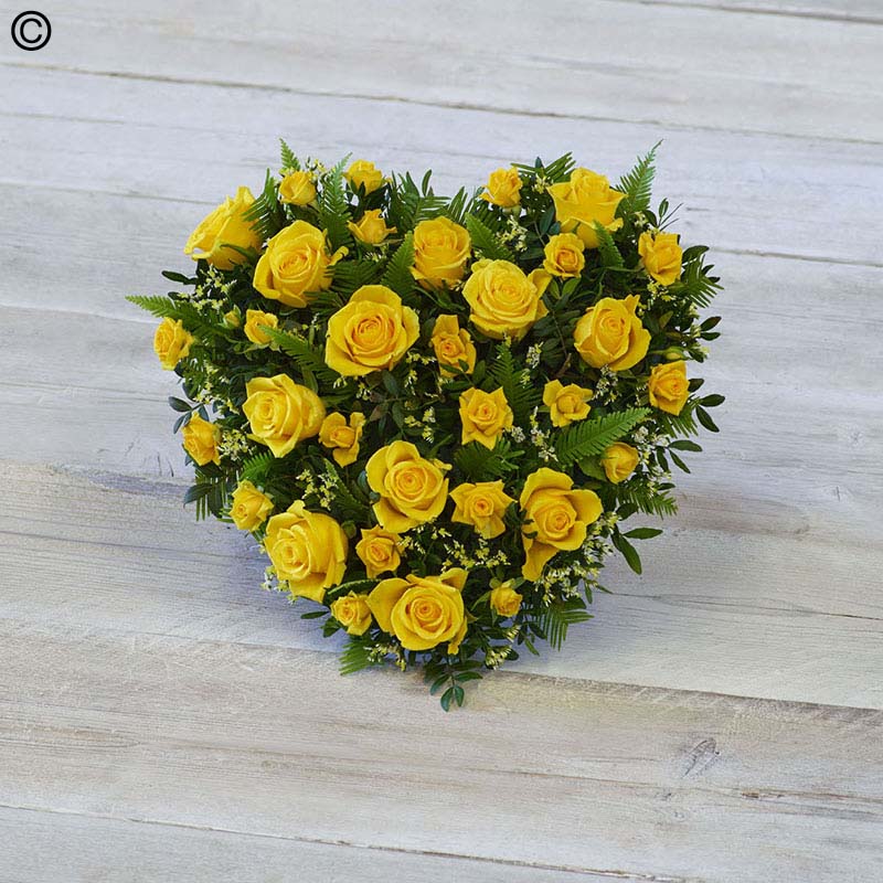 Funeral Florist’s Choice Yellow Rose Heart | Jane Maples Flowers