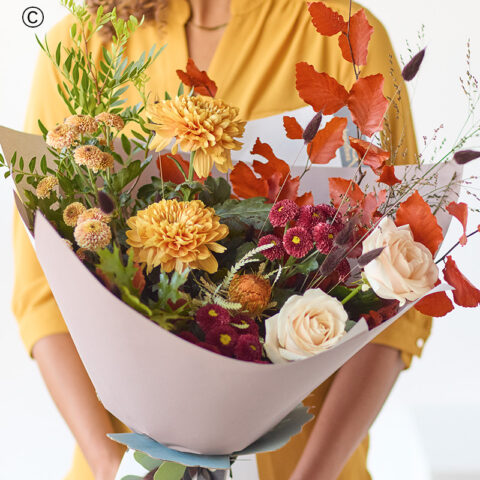 Florist’s Choice Autumn Asymmetrical The Calming Chrysanthemums Hand-tied (September Bouquet of the Month)